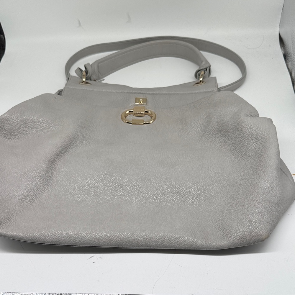 Coccinelle grey leather bag 14 x 12 x 5”